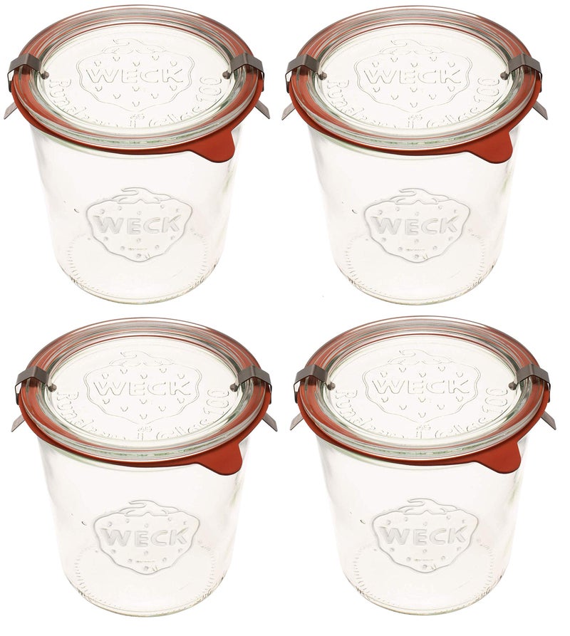 Weck EinmachglÃ¤ser 742-19 6 fl. oz Weck FormglÃ¤ser aus transparentem Glas â€“ Umweltfreundliches Einmachglas â€“ Frischhaltedosen mit Deckel luftdicht â€“ 1/2 Liter GlÃ¤ser Set â€“ 4 StÃ¼ck GlÃ¤ser mit Deckel - Image 1